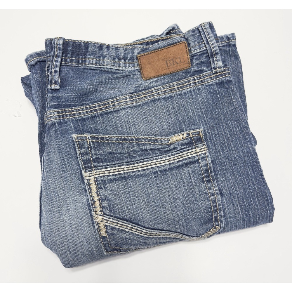 BKE Men's Seth Jeans 38x34 Straight Leg Thick Stitch Buckle Western Cowboy Rodeo